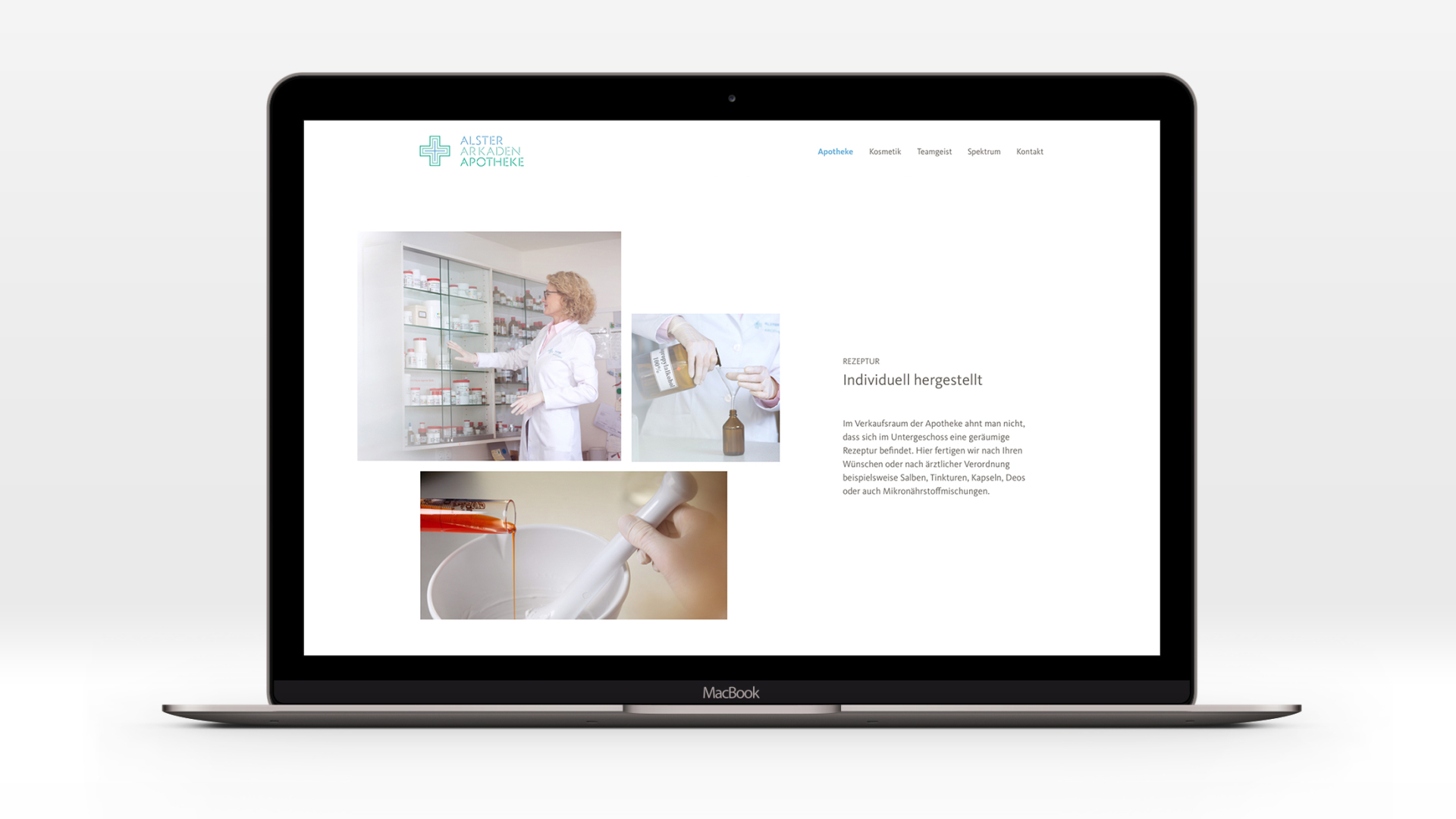 Die Website der Alsterarkaden Apotheke