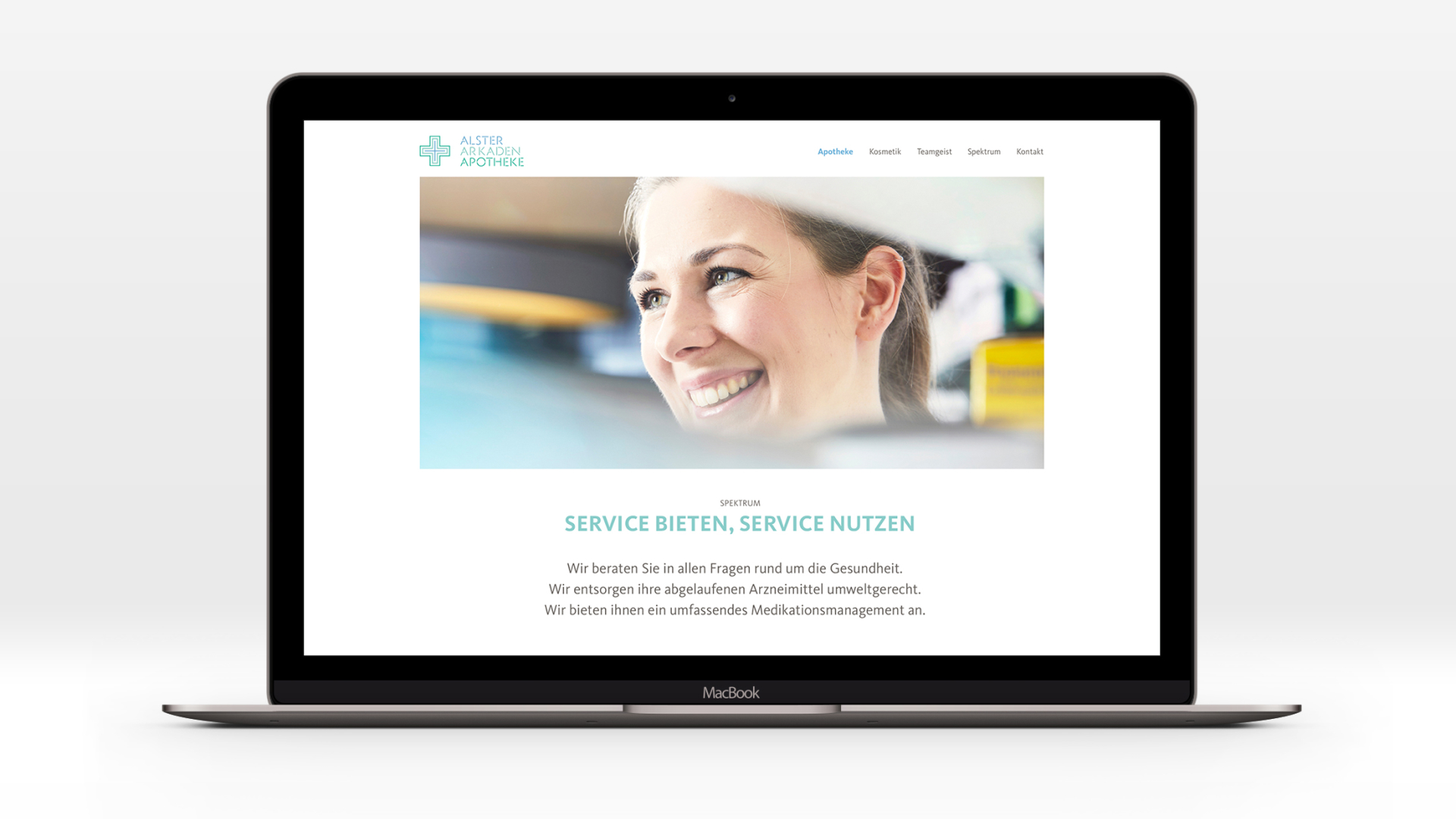 Die Website der Alsterarkaden Apotheke